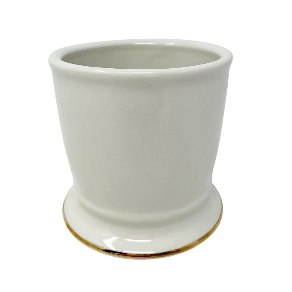 Anthropologie Monogram Letter R Ceramic Gold Mug Shaving Style‎